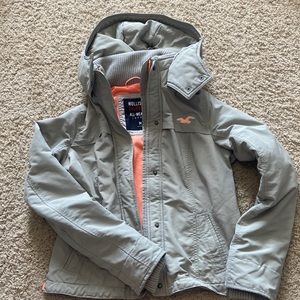 hollister california all-weather jacket, m, gray and pink